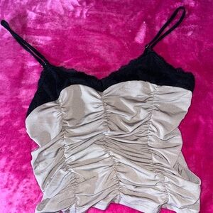 Ruched Tan and Black Camisole